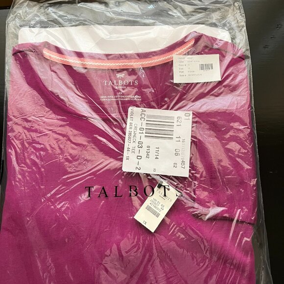 Talbots NWT Crewneck 100% Pima Cotton  Long Sleeve T-Shirt Size 1X - Picture 3 of 6